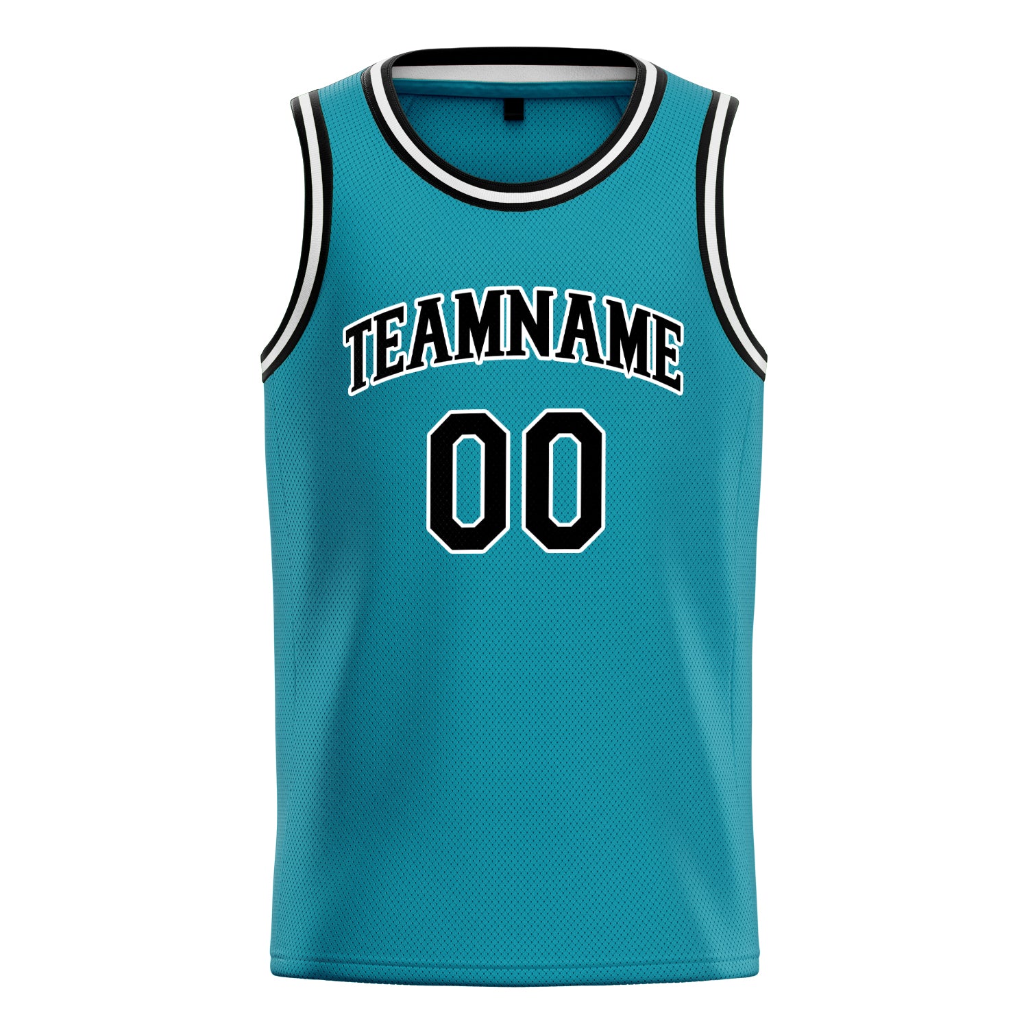 Personalized Teal & Black Solid Color Basketball Jersey
