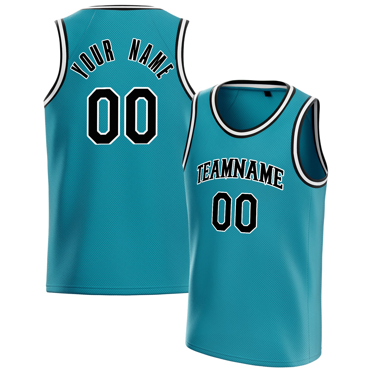Personalized Teal & Black Solid Color Basketball Jersey