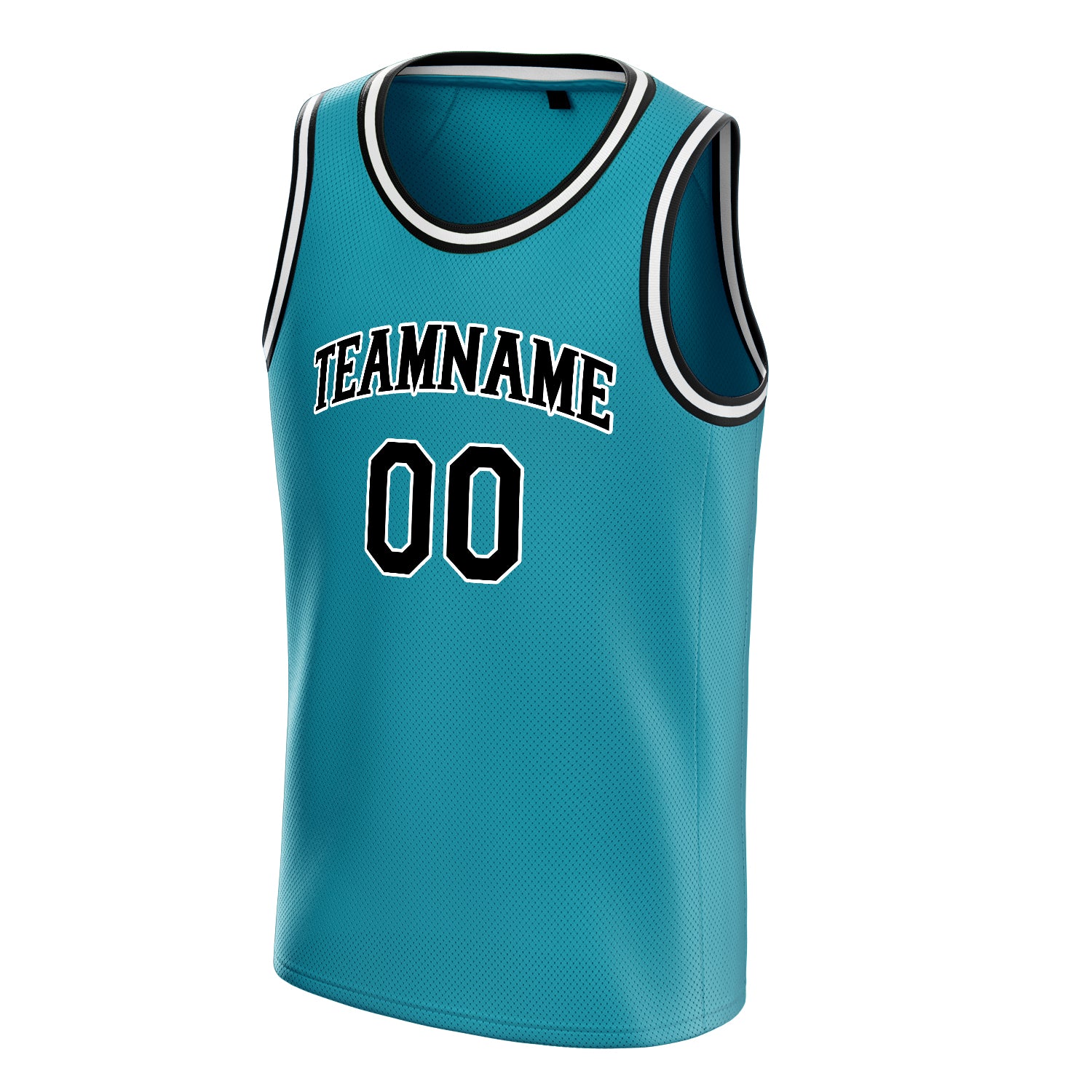 Personalized Teal & Black Solid Color Basketball Jersey