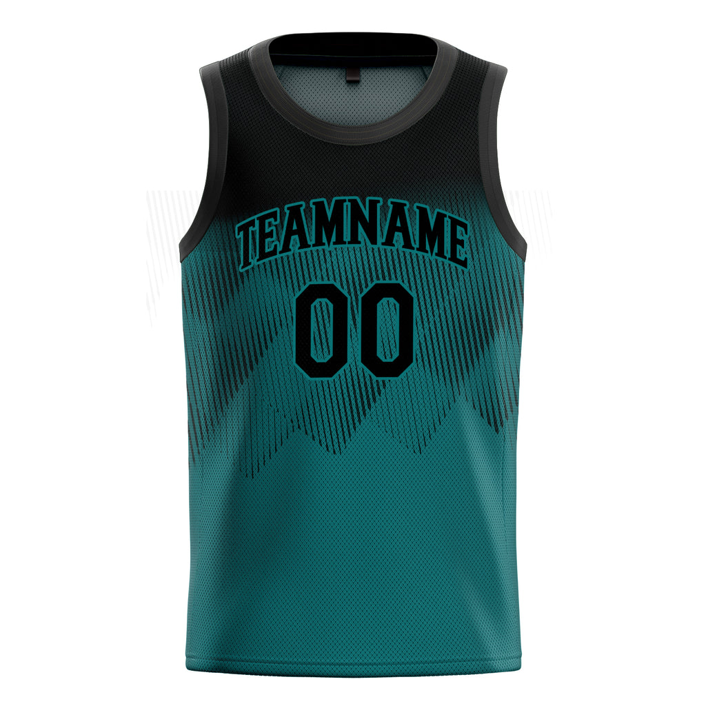 Personalized Teal & Black Fade Basketball Jersey