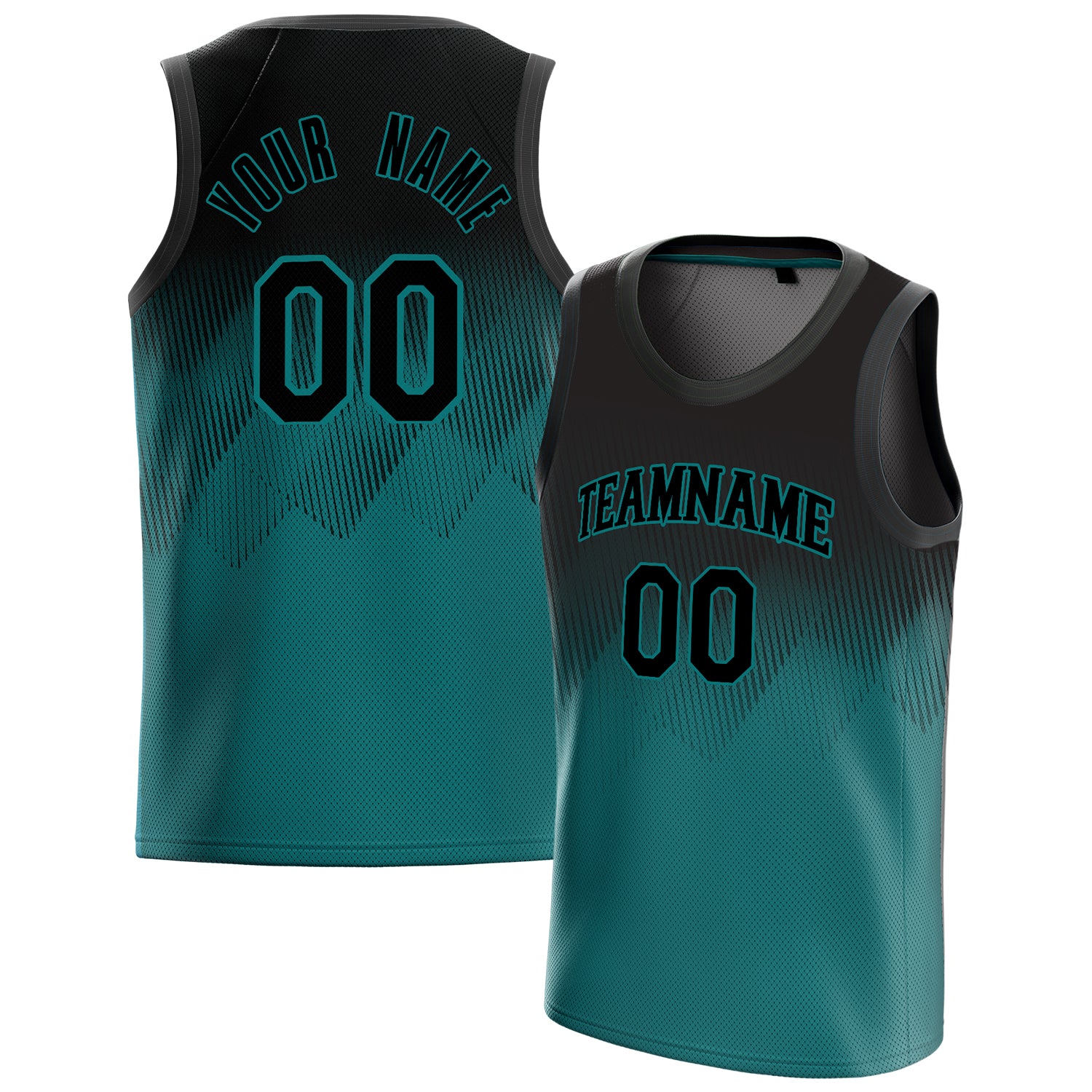 Personalized Teal & Black Fade Basketball Jersey