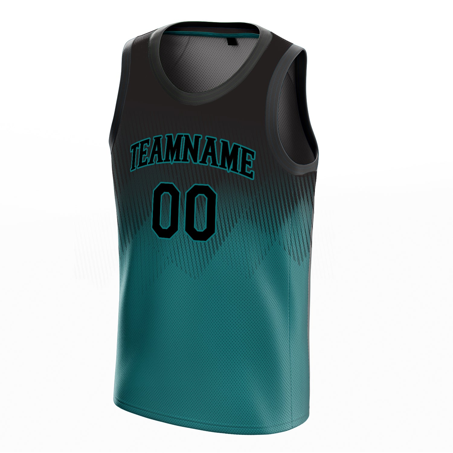 Personalized Teal & Black Fade Basketball Jersey