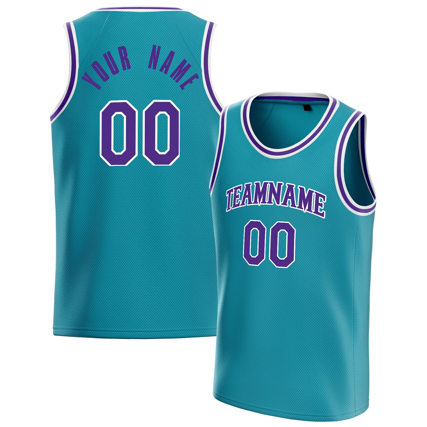 Personalized Teal & Purple Solid Color Basketball Jersey