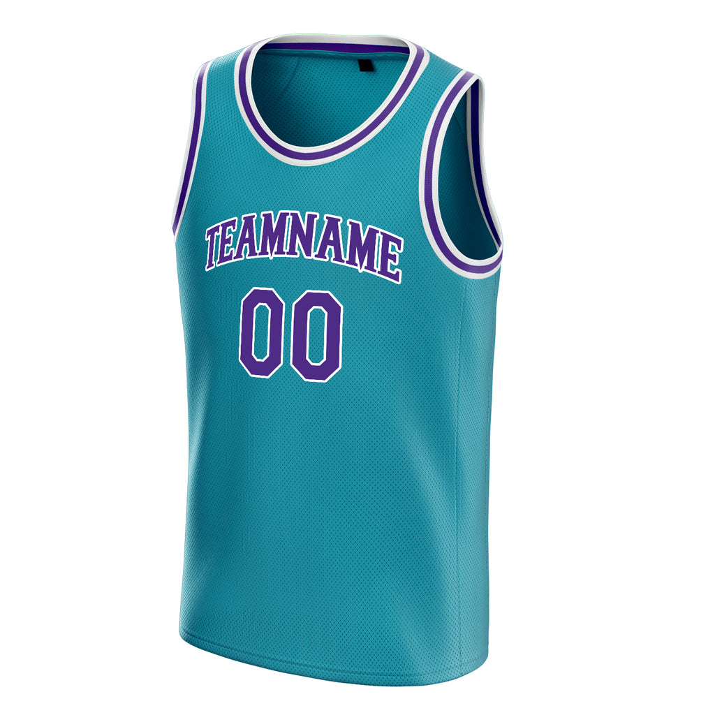 Personalized Teal & Purple Solid Color Basketball Jersey