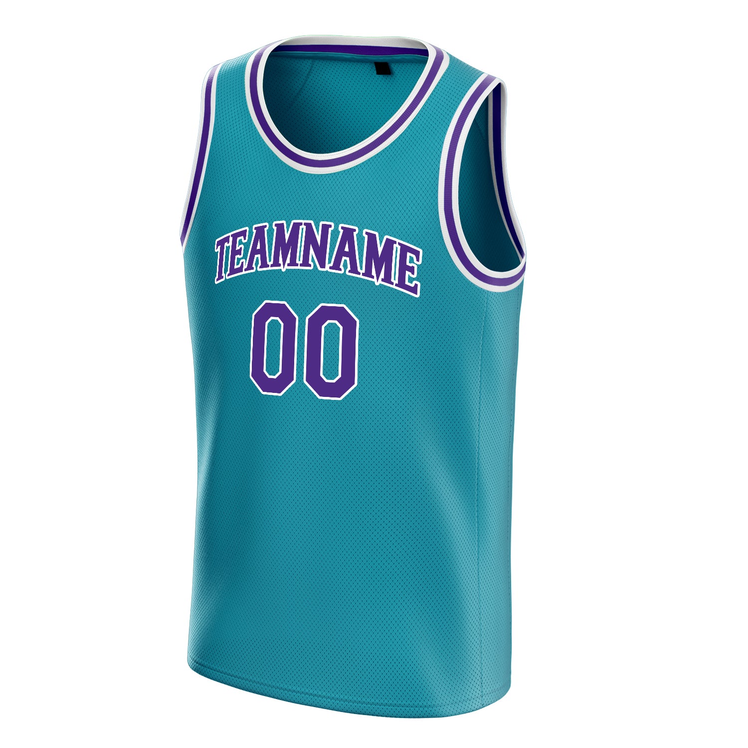 Personalized Teal & Purple Solid Color Basketball Jersey