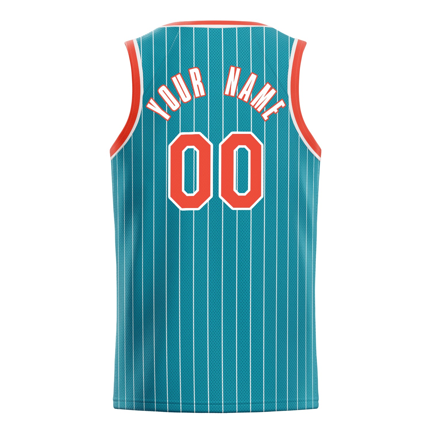 Personalized Teal & Orange White Pinstripe Basketball Jersey