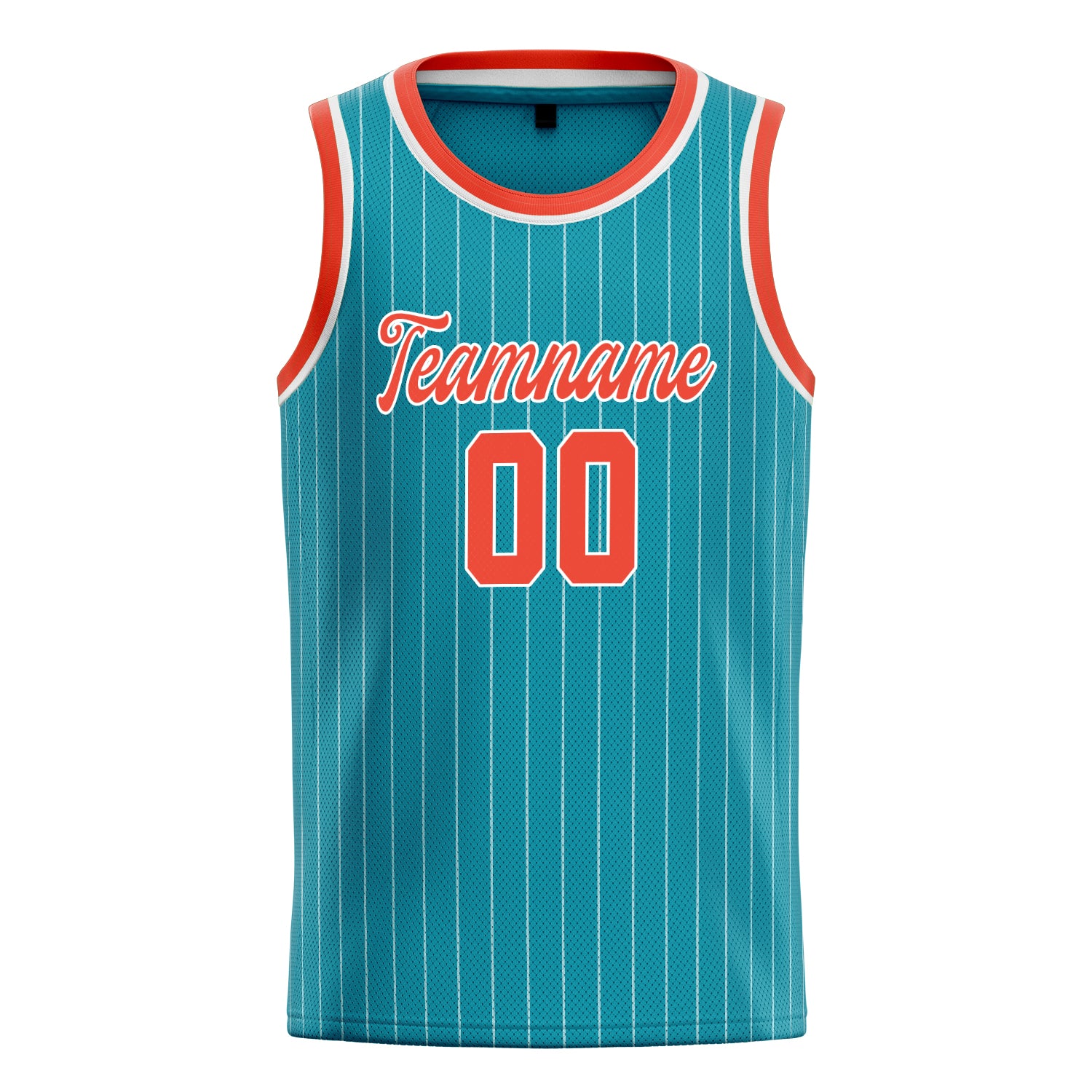 Personalized Teal & Orange White Pinstripe Basketball Jersey