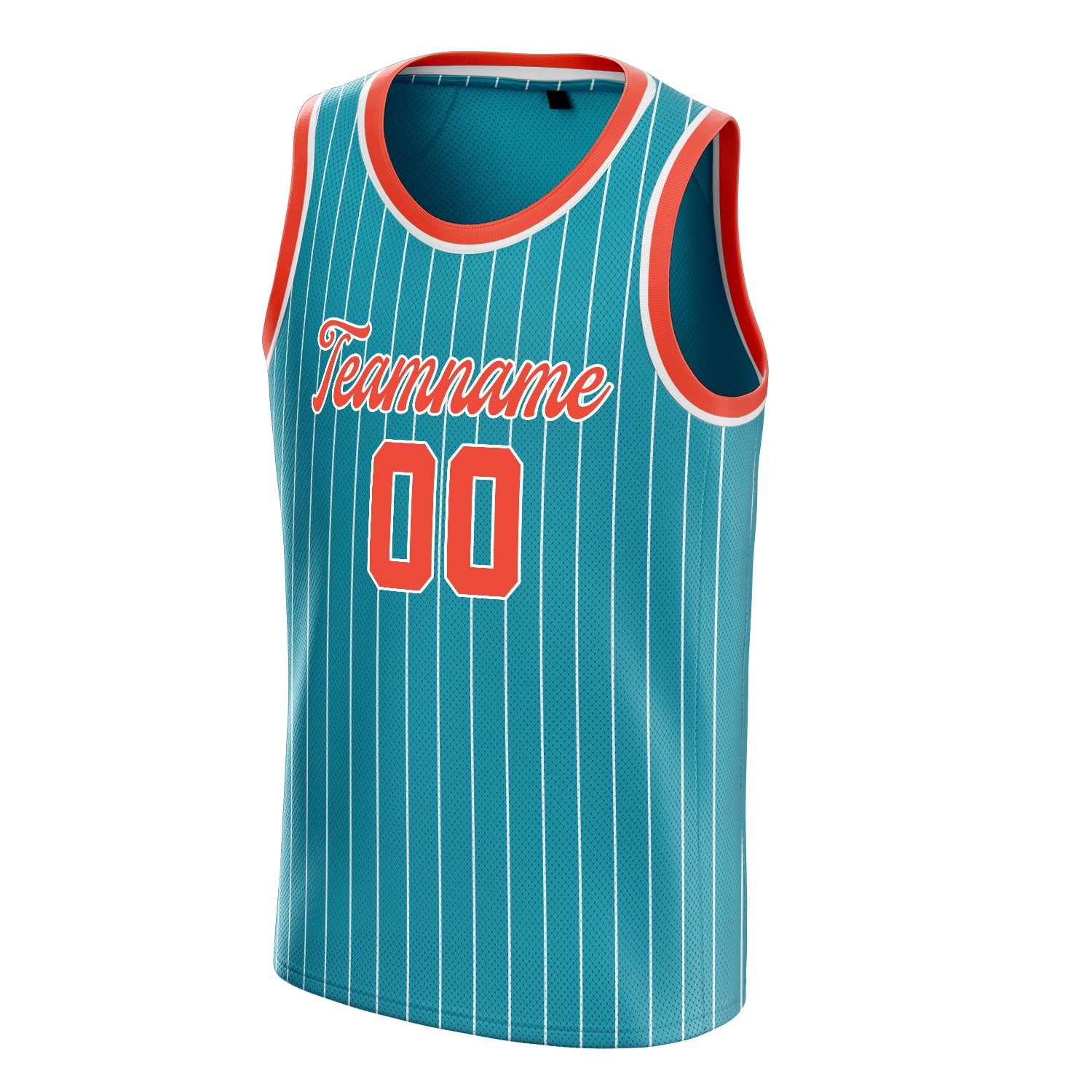 Personalized Teal & Orange White Pinstripe Basketball Jersey