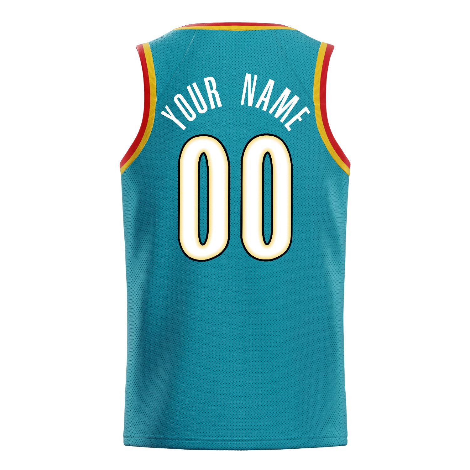 Personalized Teal & White Solid Color Basketball Jersey