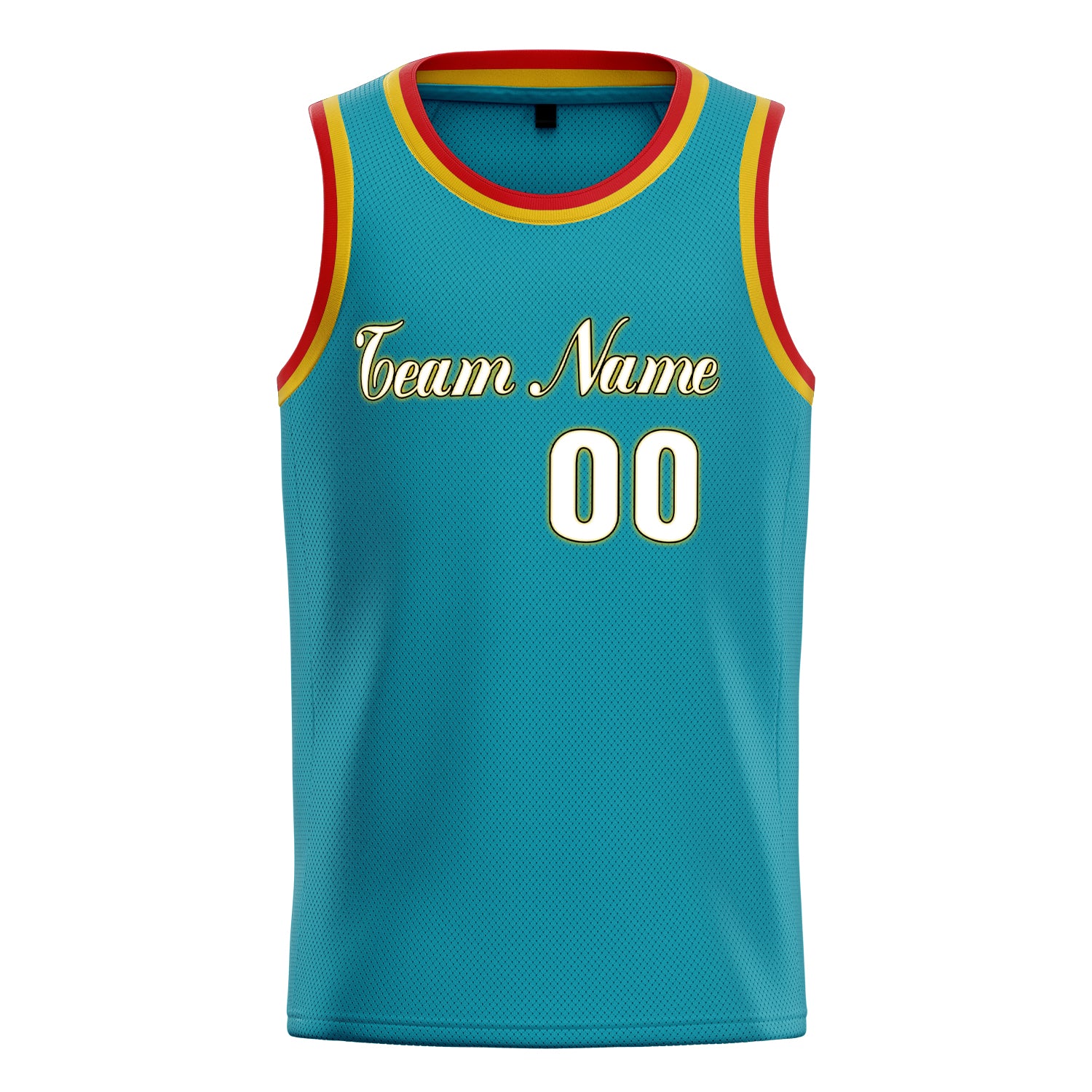 Personalized Teal & White Solid Color Basketball Jersey