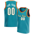 Personalized Teal & White Solid Color Basketball Jersey