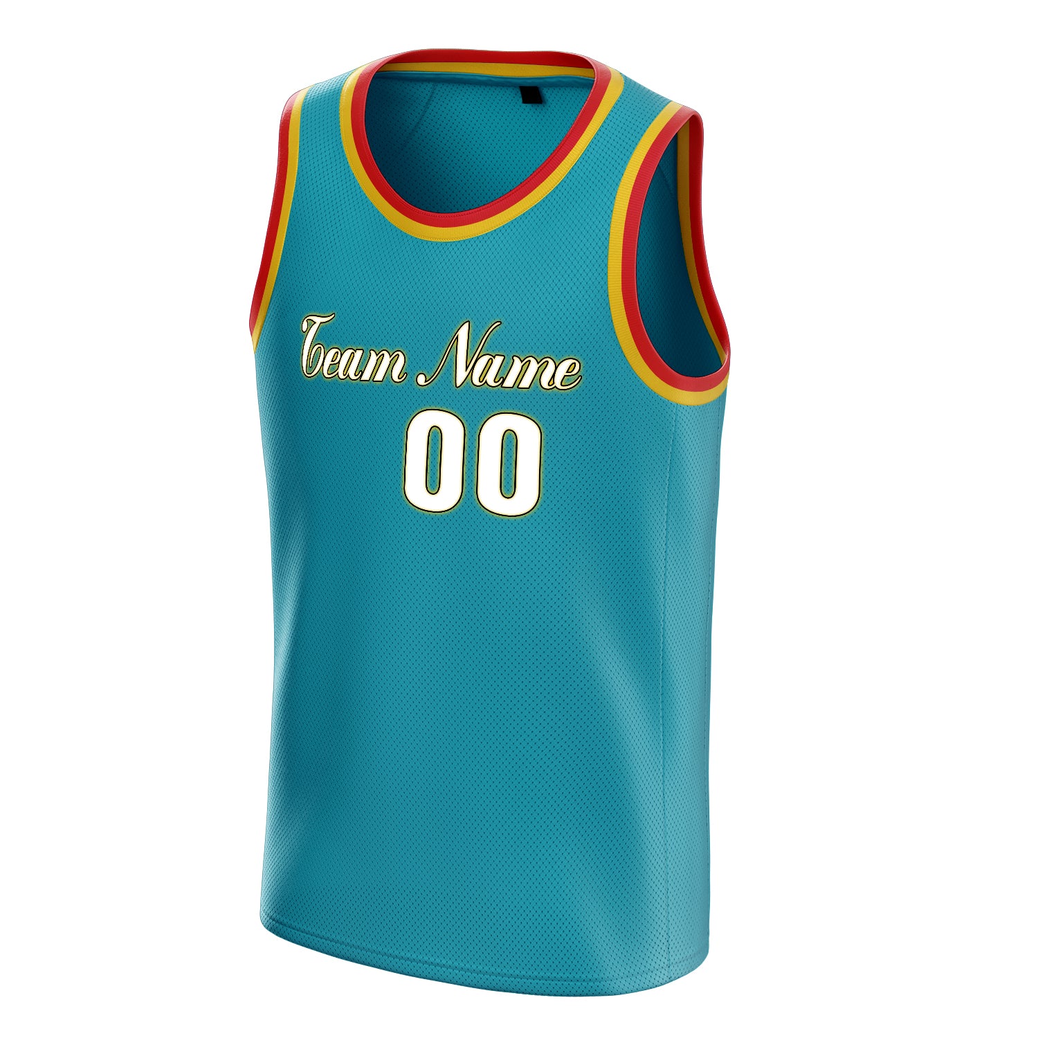 Personalized Teal & White Solid Color Basketball Jersey