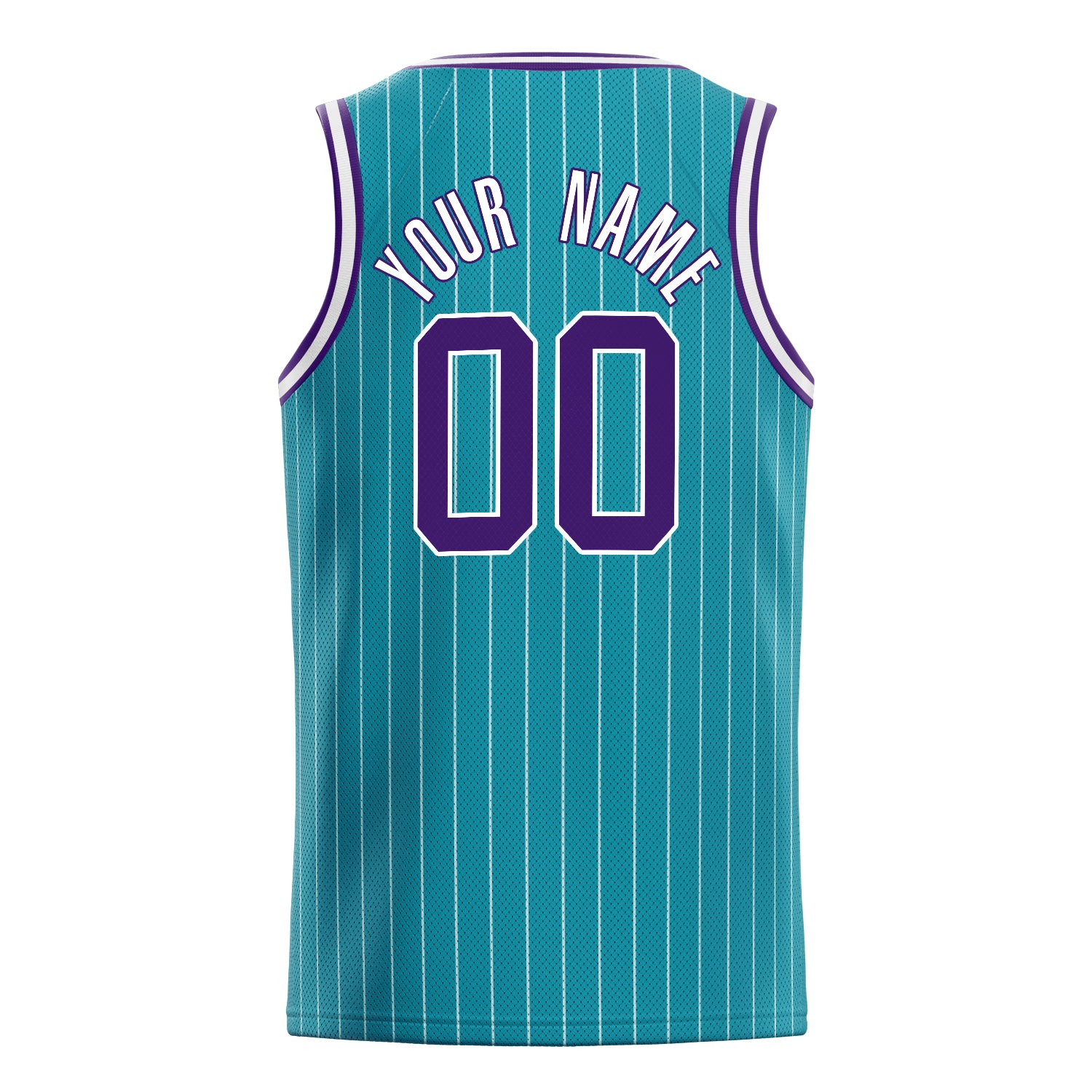 Personalized Teal & Purple White Pinstripe Basketball Jersey