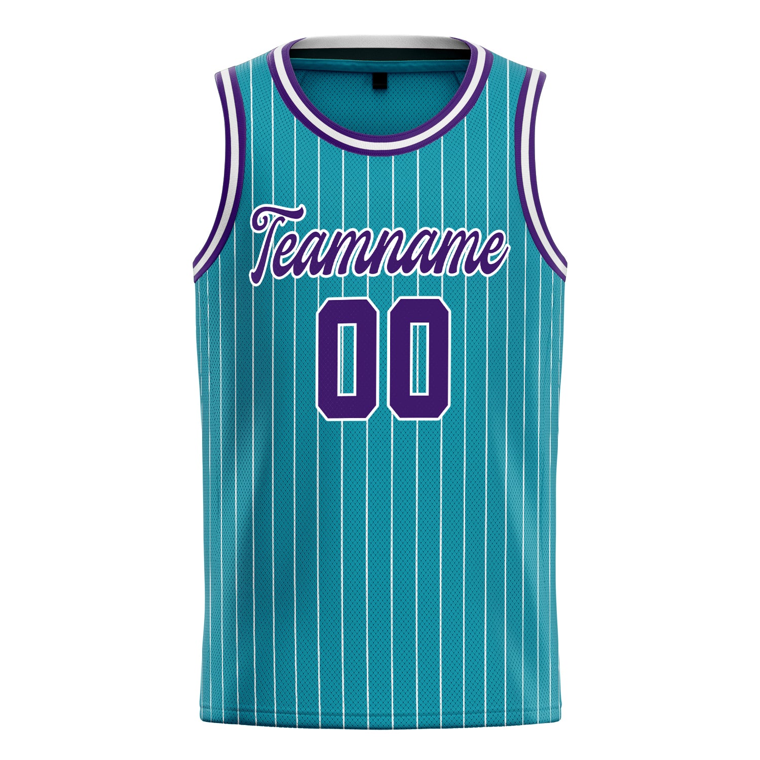 Personalized Teal & Purple White Pinstripe Basketball Jersey