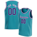 Personalized Teal & Purple White Pinstripe Basketball Jersey