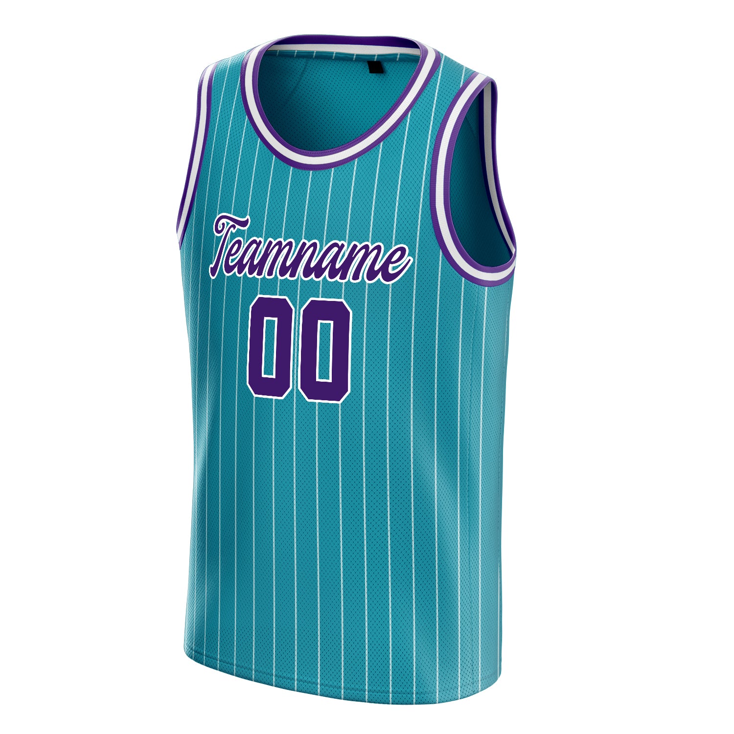 Personalized Teal & Purple White Pinstripe Basketball Jersey