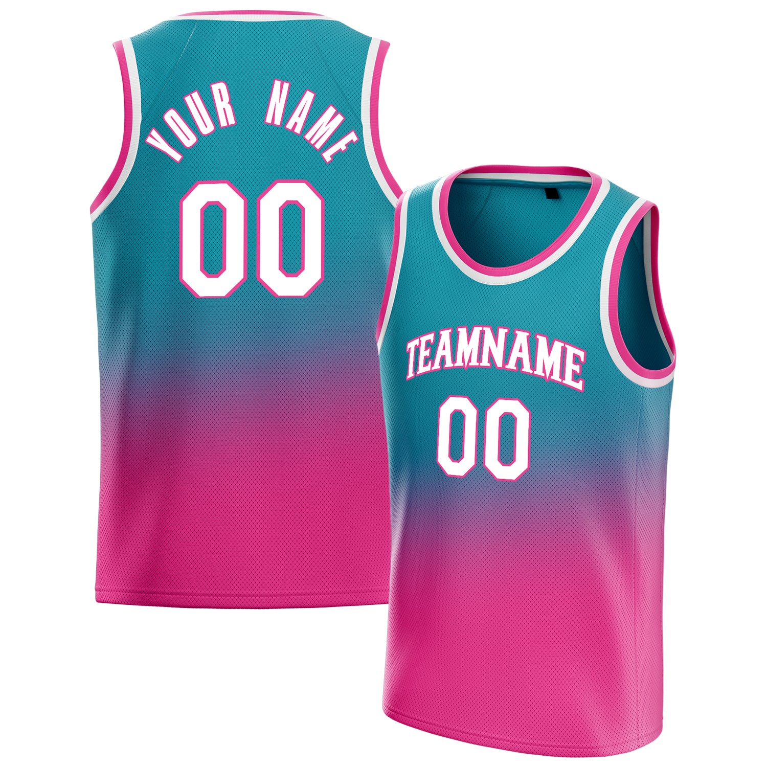 Personalized Teal & Pink Fade Basketball Jersey