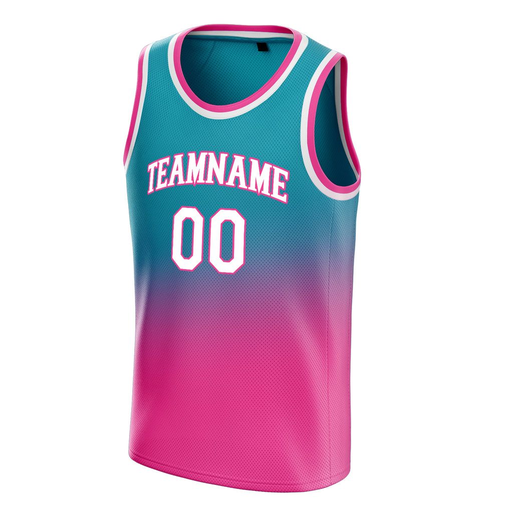 Personalized Teal & Pink Fade Basketball Jersey