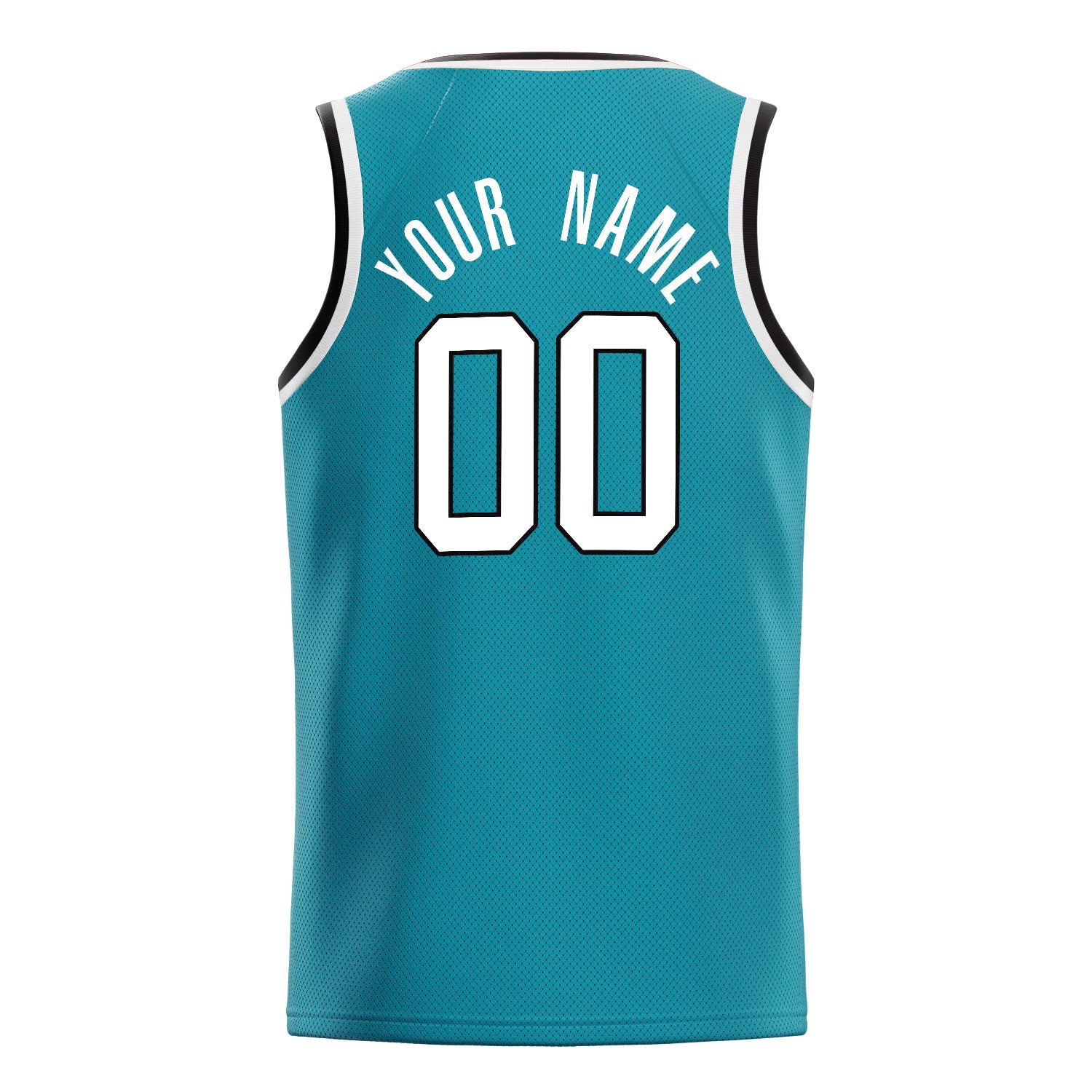 Personalized Teal & White Solid Color Basketball Jersey