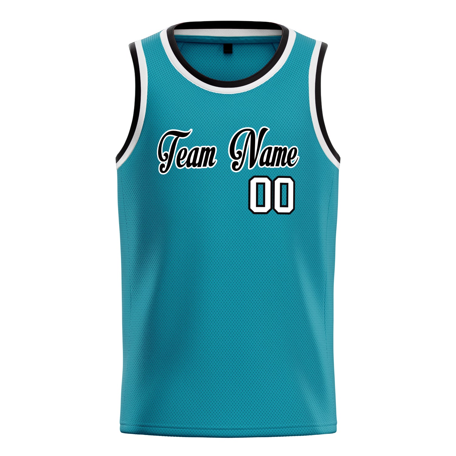 Personalized Teal & White Solid Color Basketball Jersey