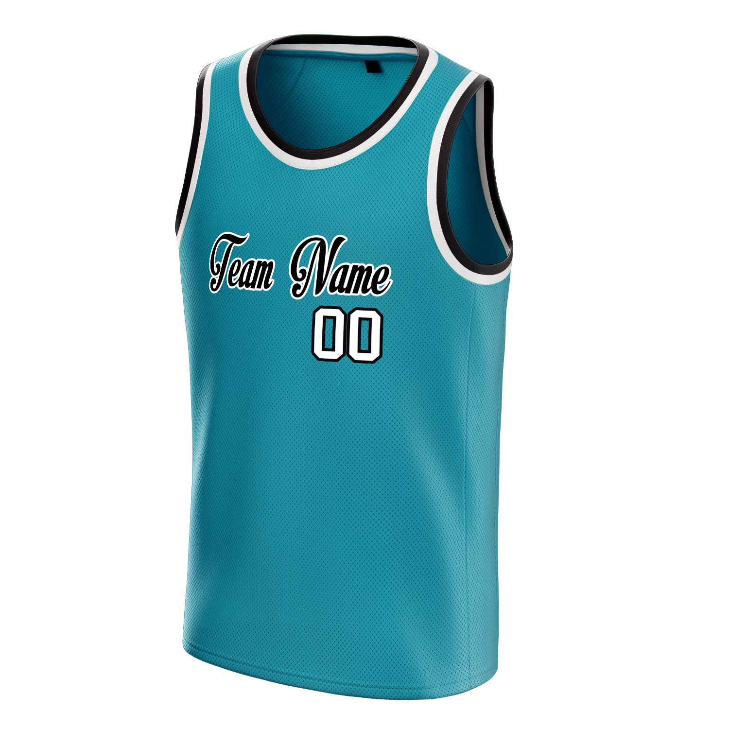 Personalized Teal & White Solid Color Basketball Jersey