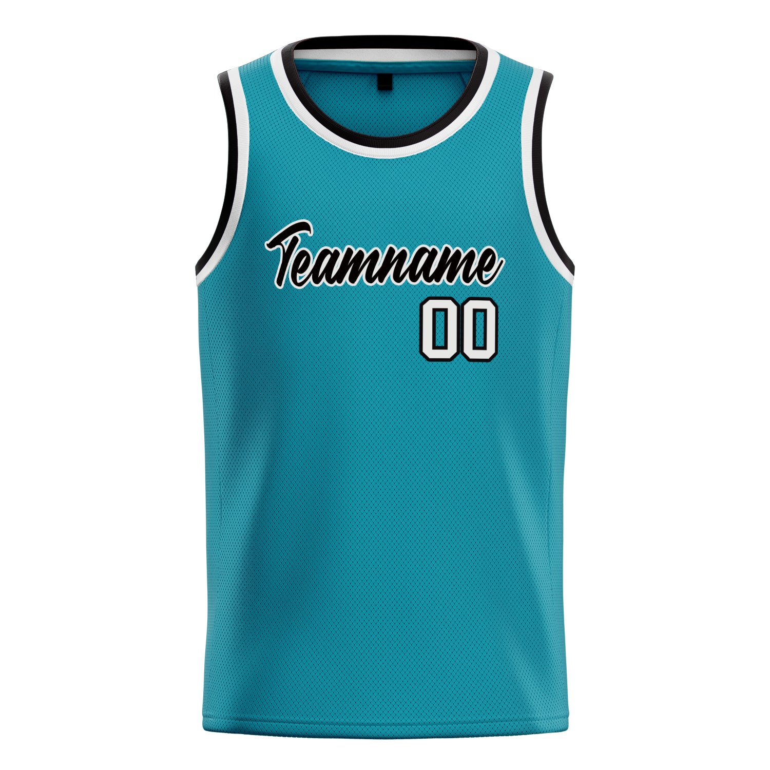 Personalized Teal & White Solid Color Basketball Jersey