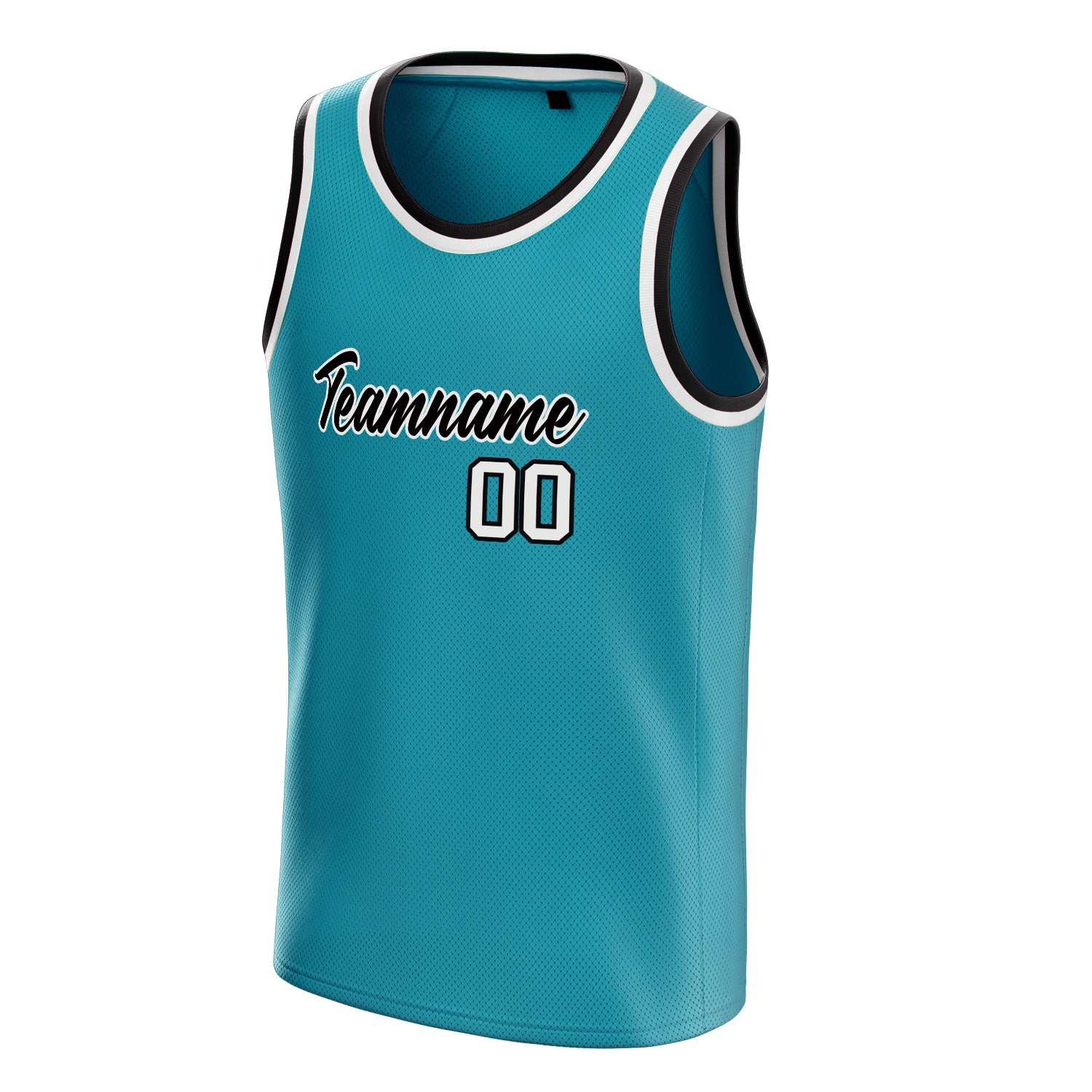 Personalized Teal & White Solid Color Basketball Jersey