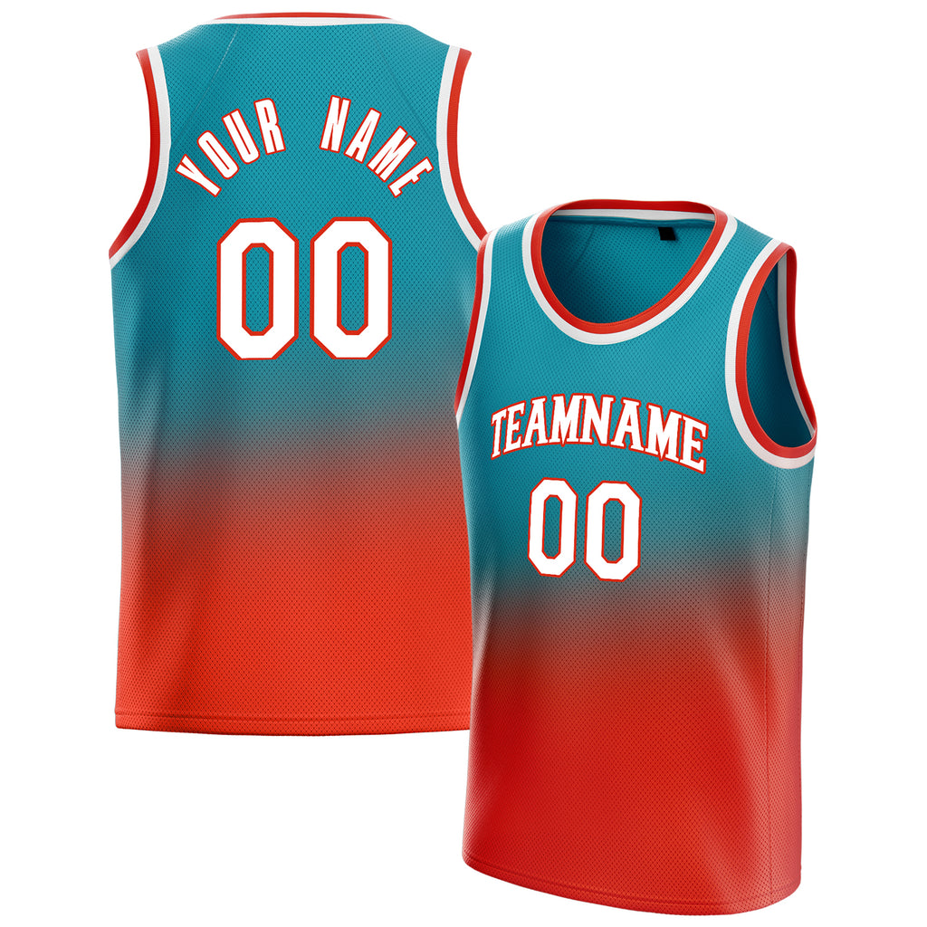 Personalized Teal & Orange Fade Basketball Jersey