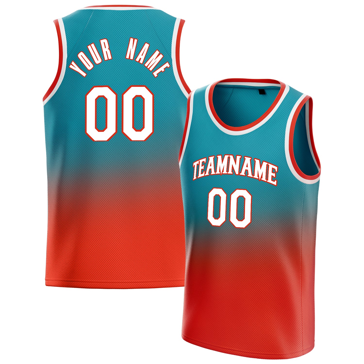 Personalized Teal & Orange Fade Basketball Jersey