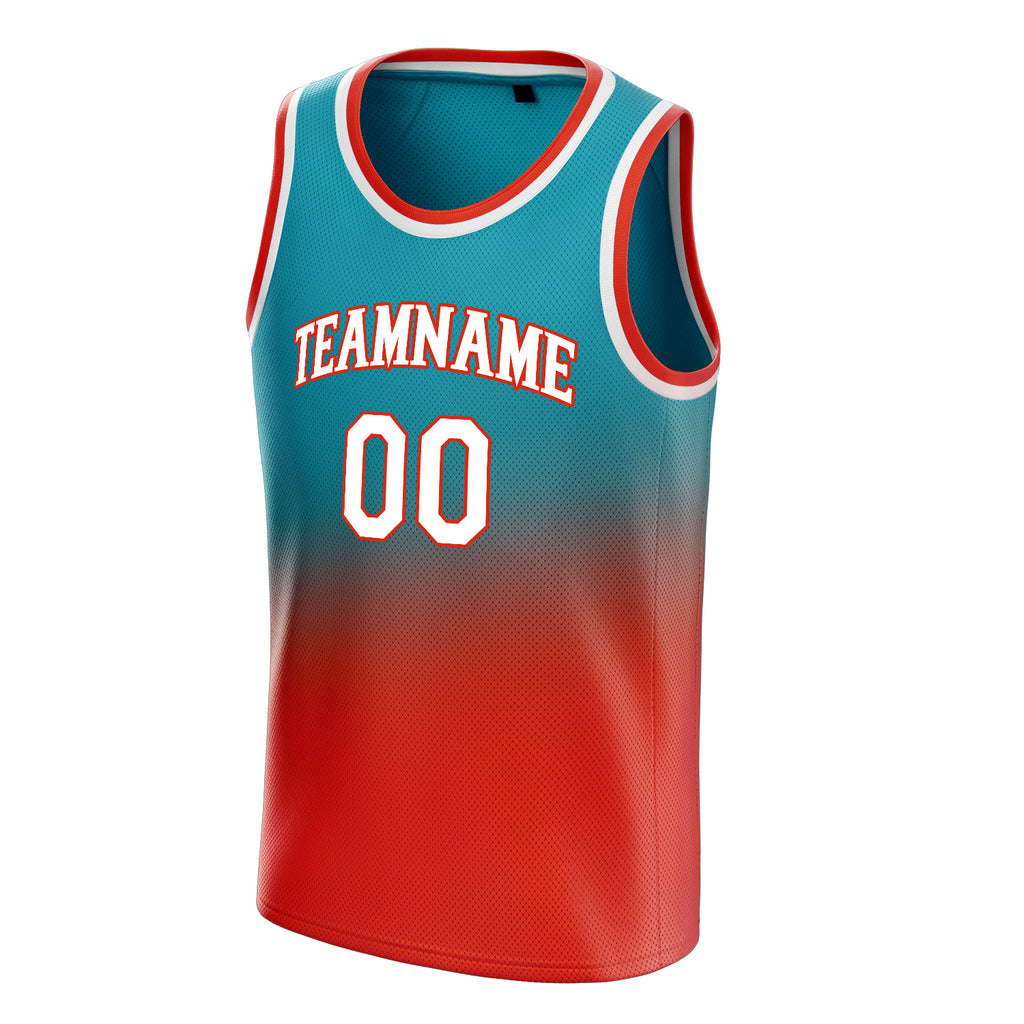 Personalized Teal & Orange Fade Basketball Jersey