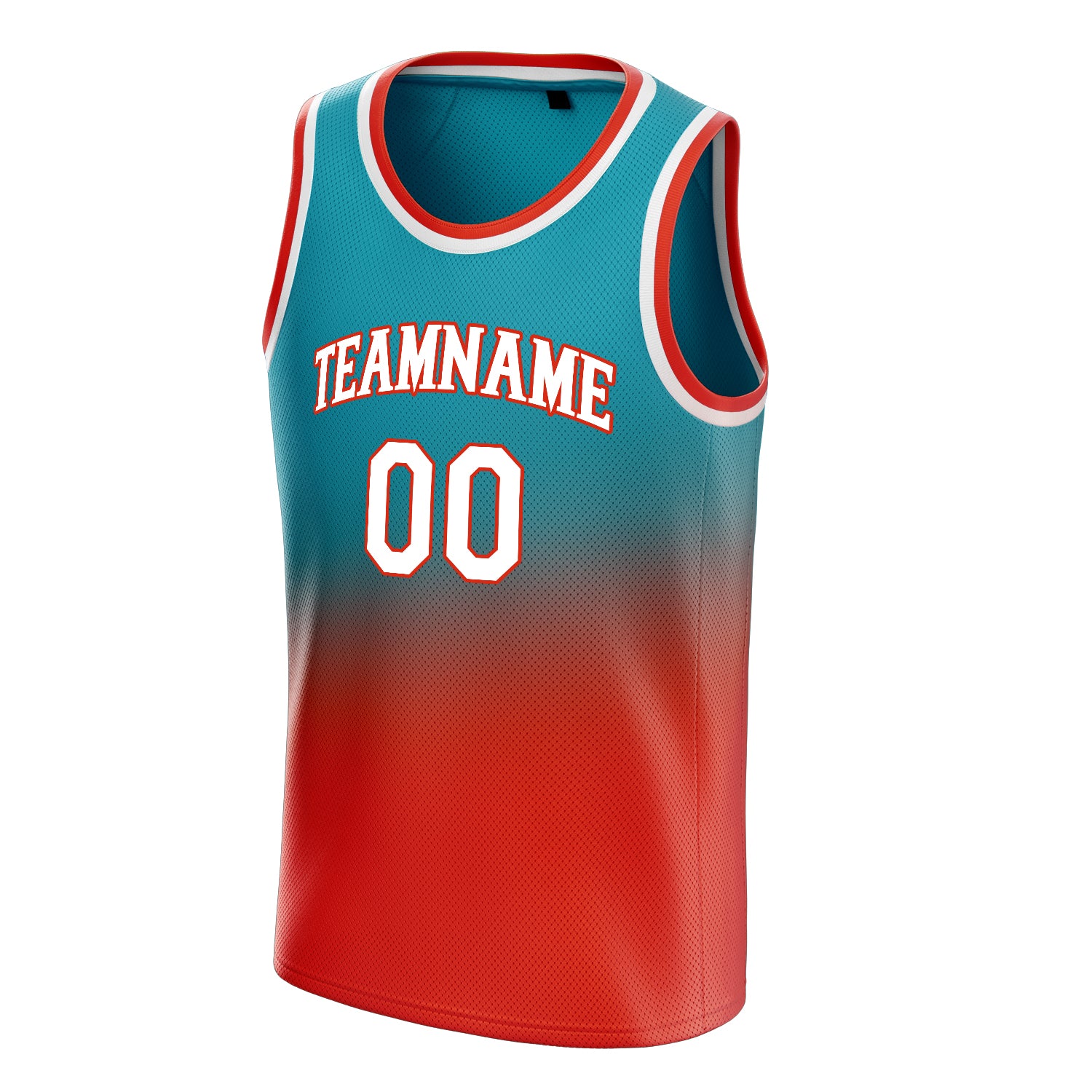 Personalized Teal & Orange Fade Basketball Jersey