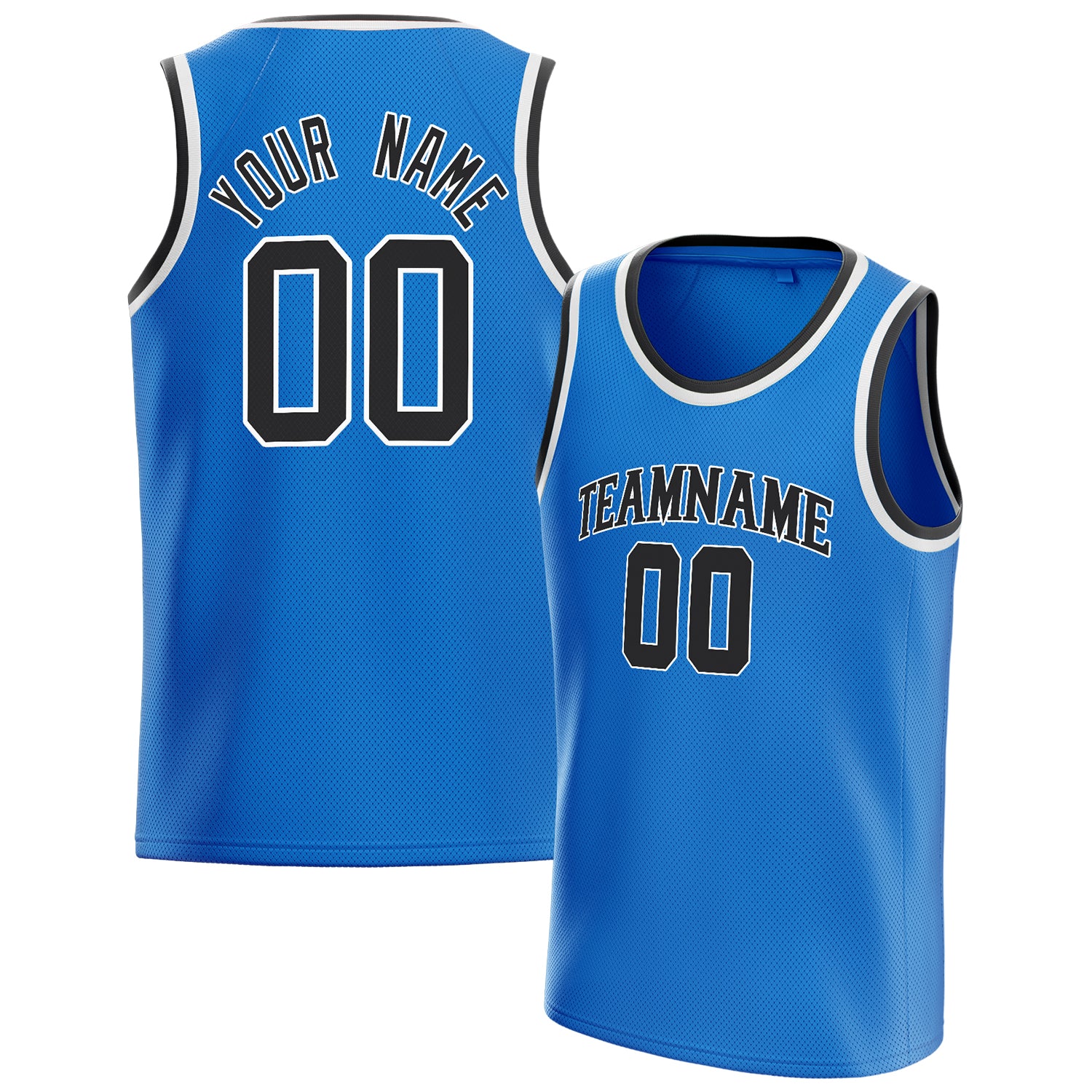Personalized Blue & Black Solid Color Basketball Jersey