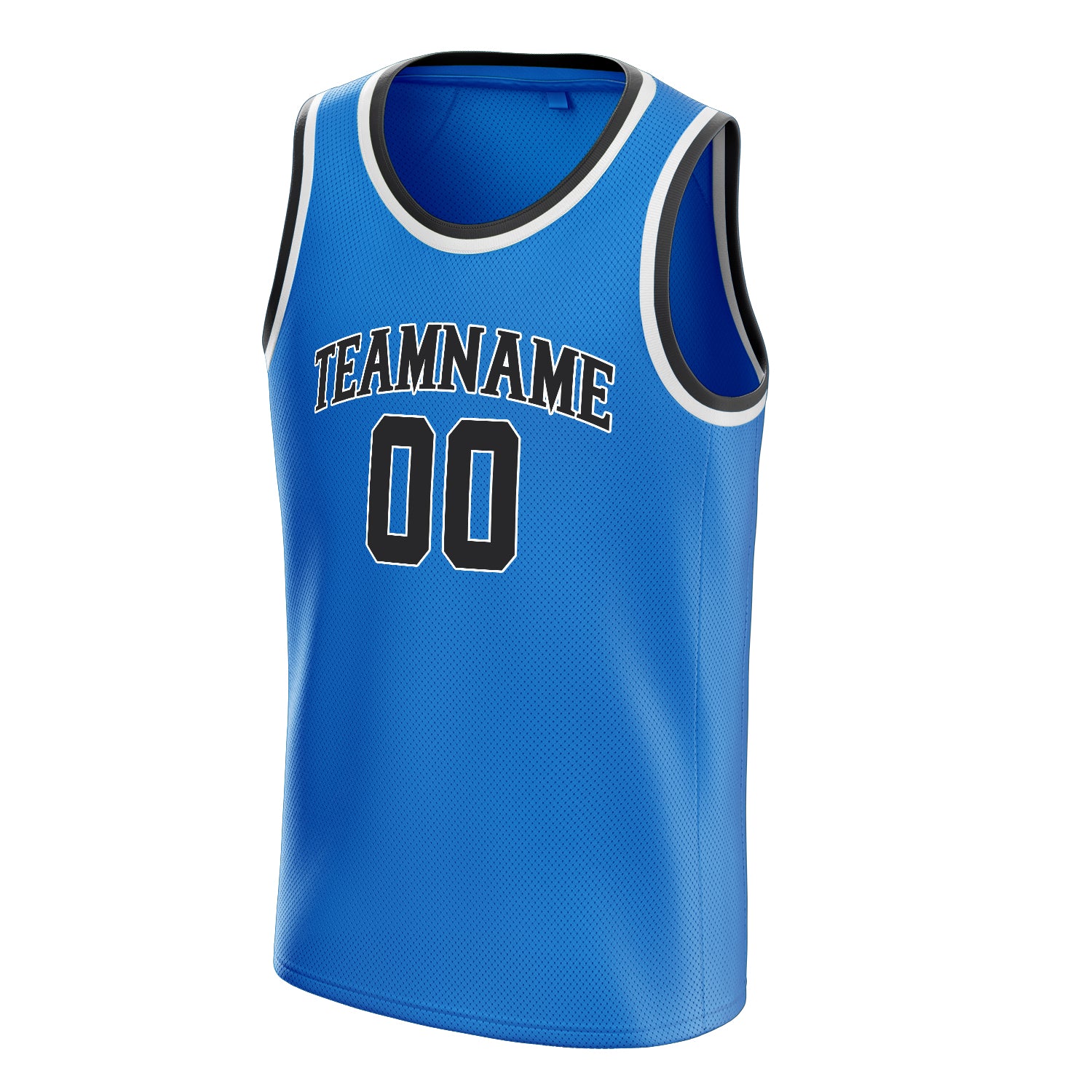 Personalized Blue & Black Solid Color Basketball Jersey