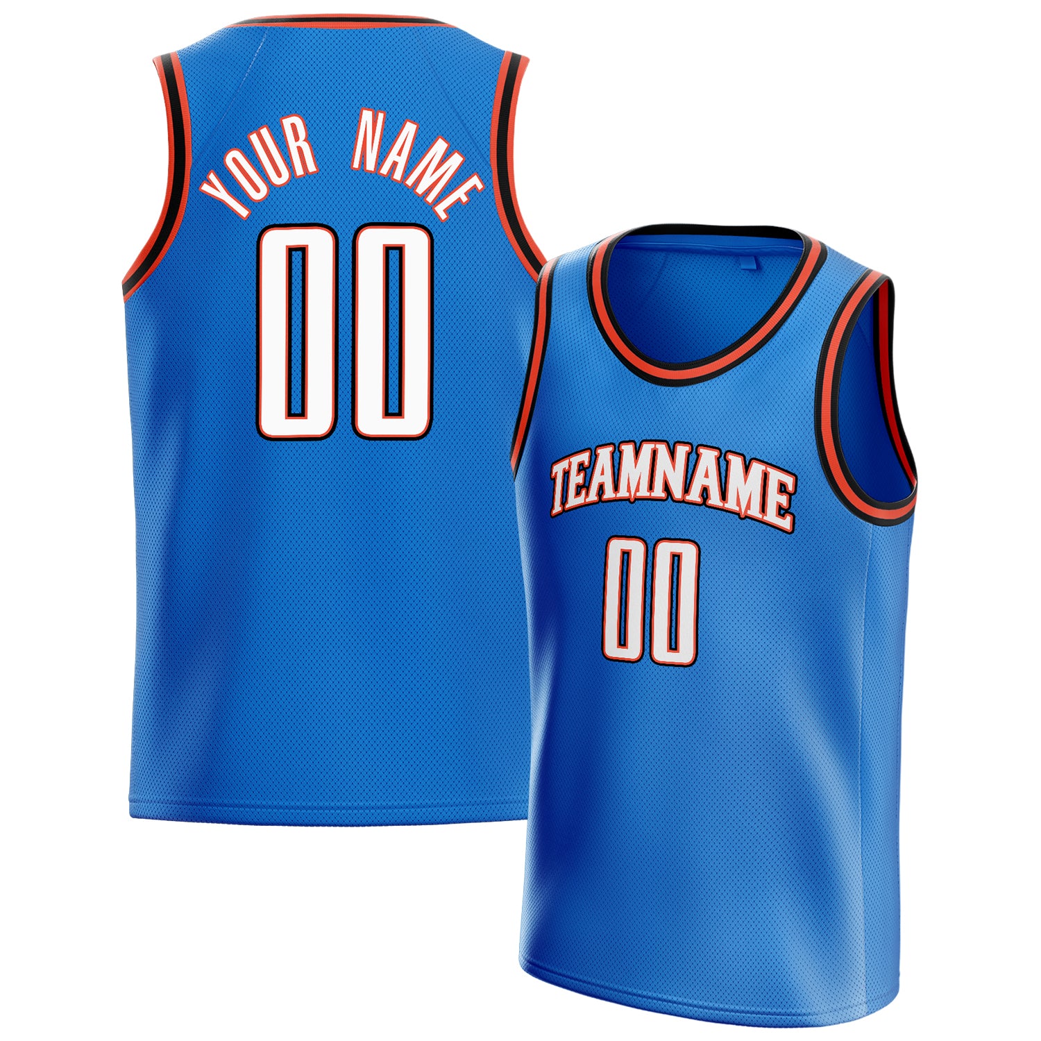 Personalized Blue & White Solid Color Basketball Jersey