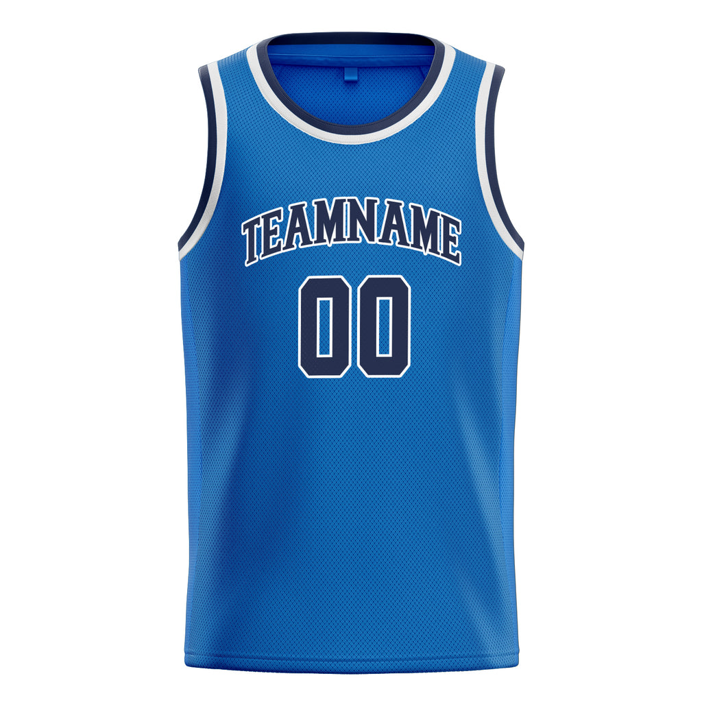 Personalized Blue & Navy Solid Color Basketball Jersey
