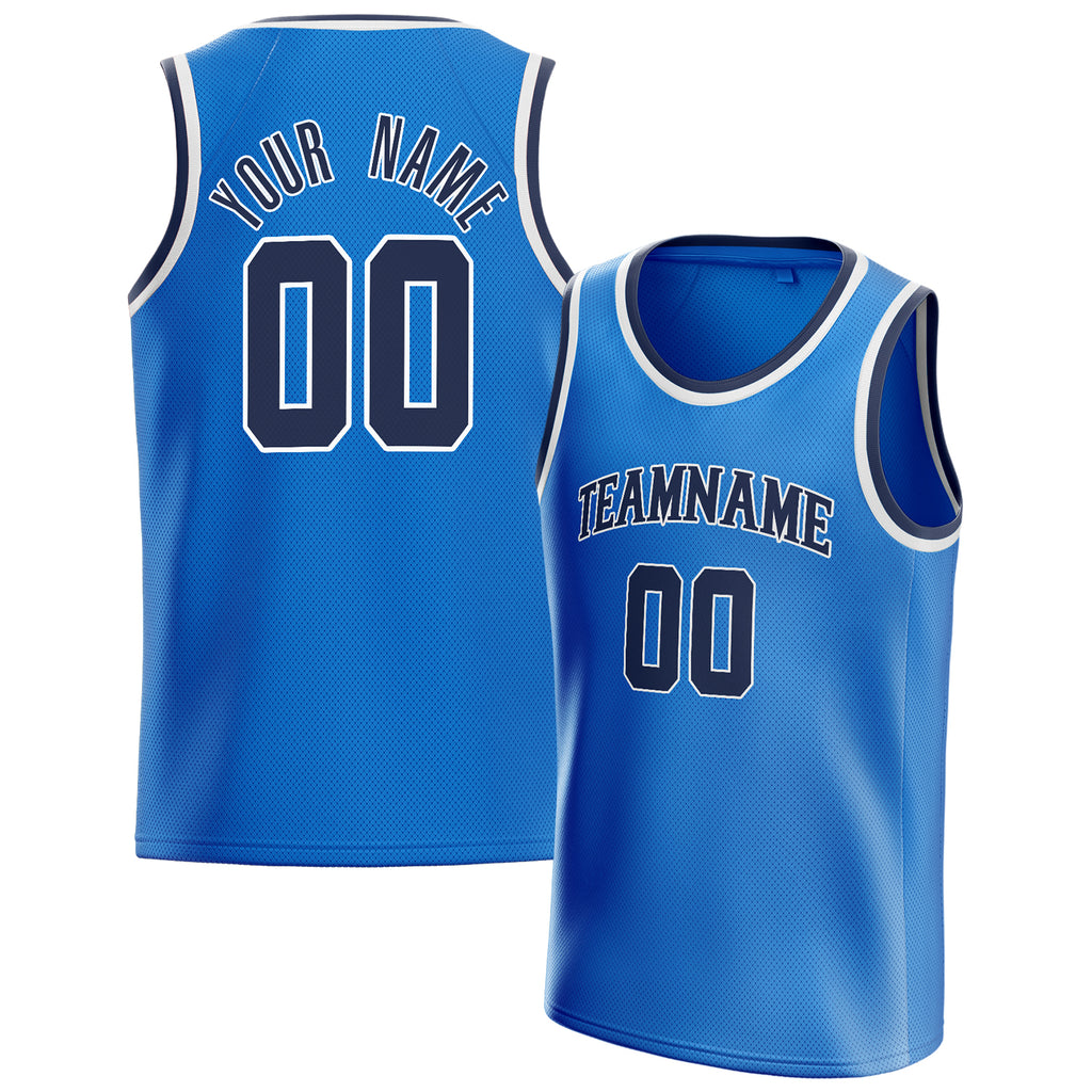 Personalized Blue & Navy Solid Color Basketball Jersey