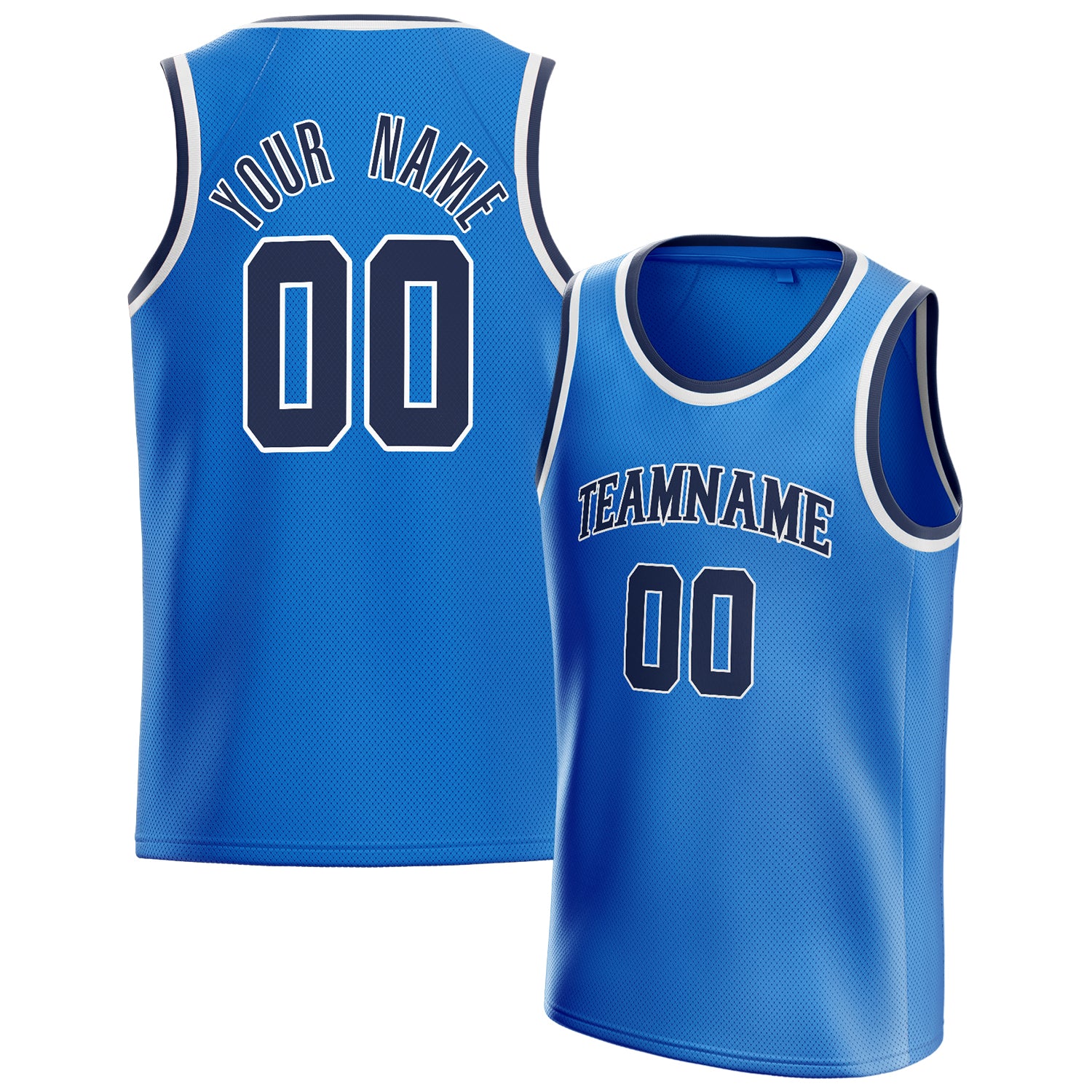Personalized Blue & Navy Solid Color Basketball Jersey