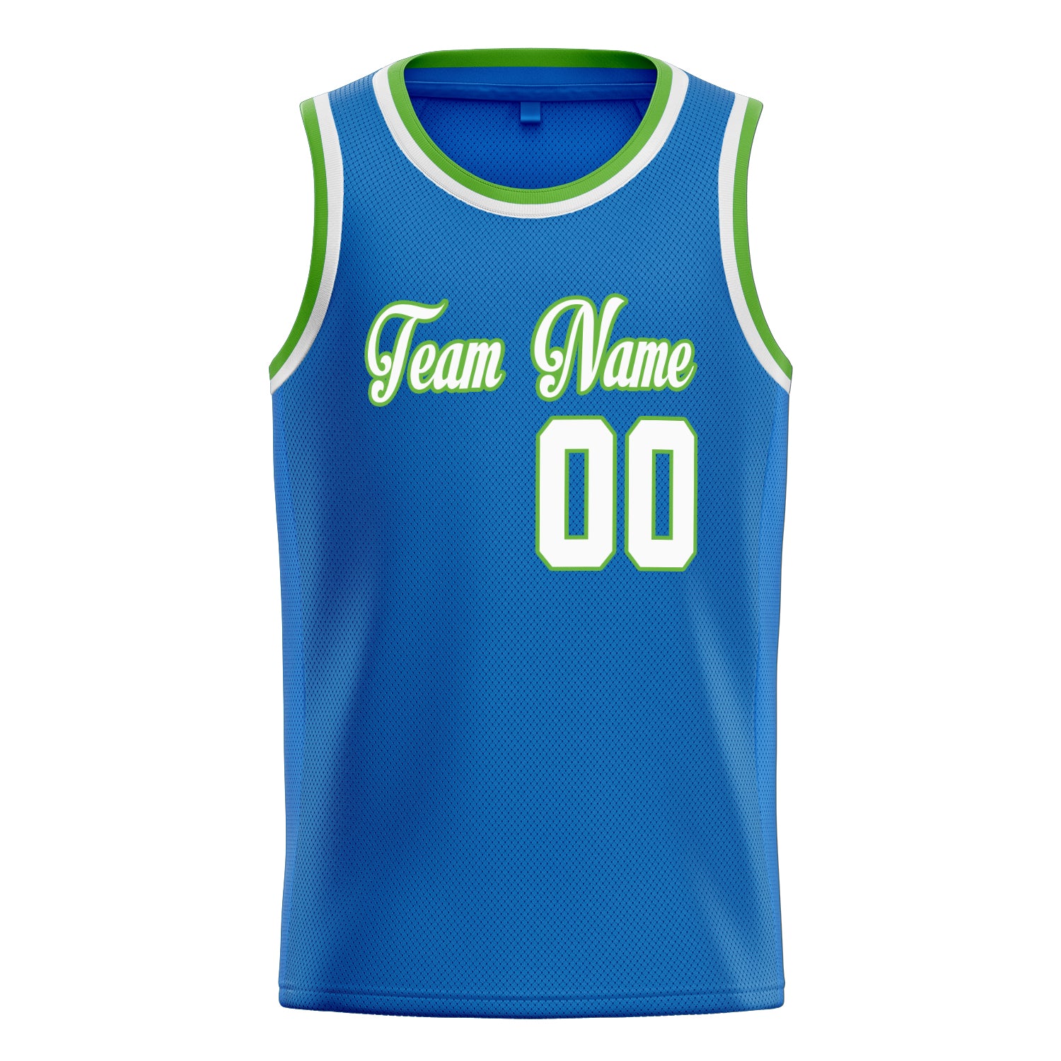 Personalized Blue & White Solid Color Basketball Jersey