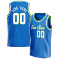 Personalized Blue & White Solid Color Basketball Jersey
