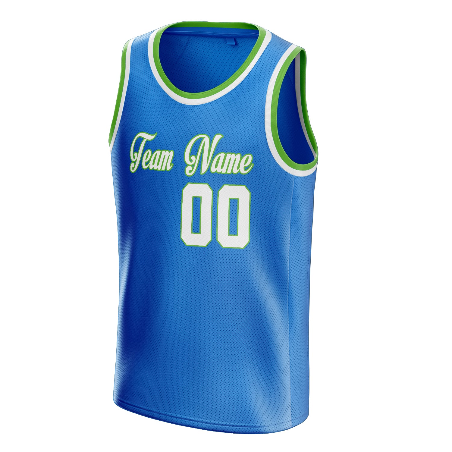 Personalized Blue & White Solid Color Basketball Jersey