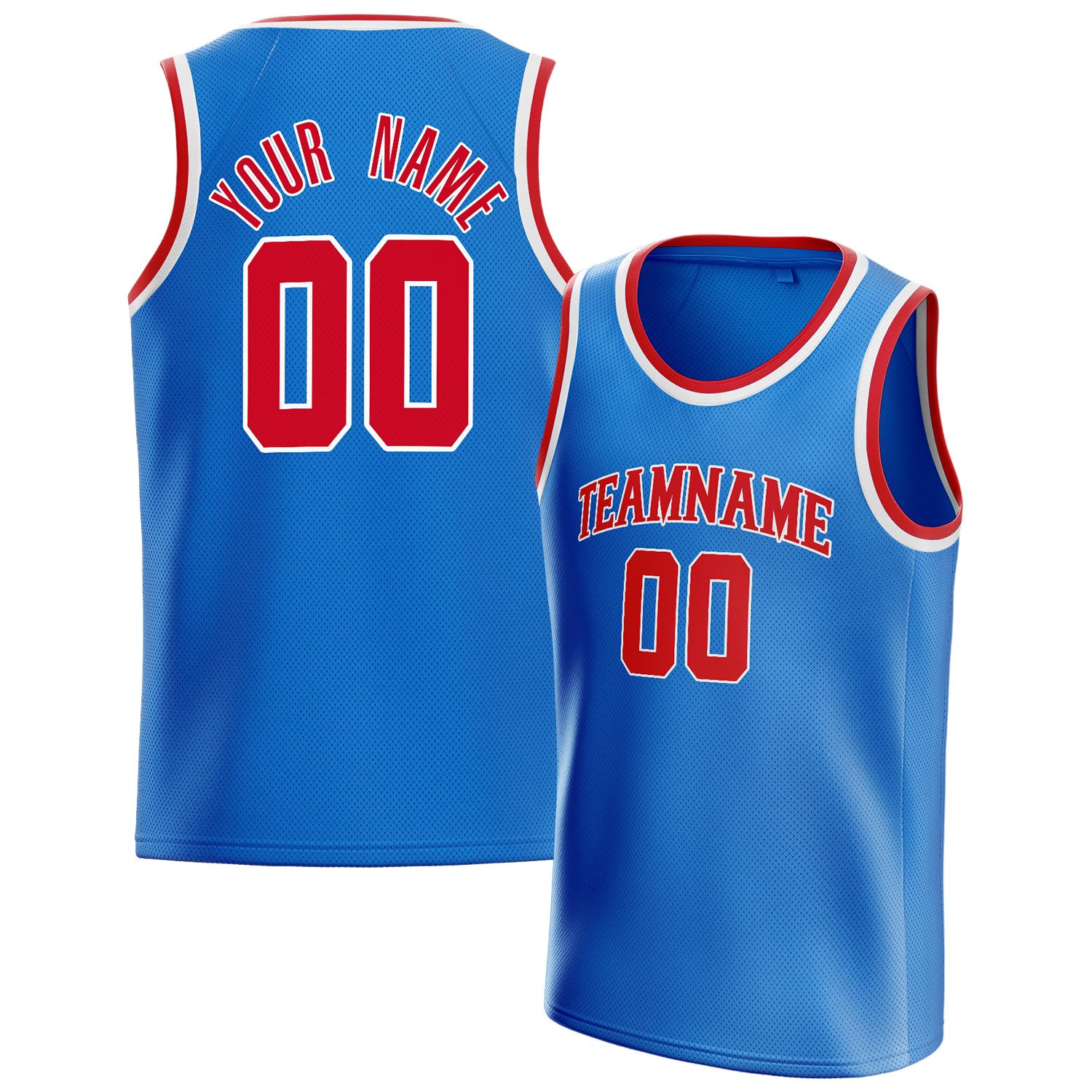 Personalized Blue & Red Solid Color Basketball Jersey