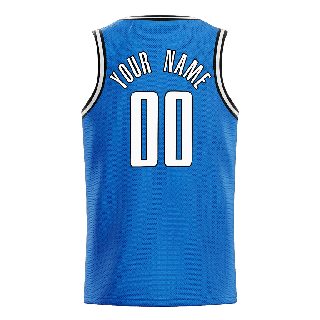 Personalized Blue & White Solid Color Basketball Jersey