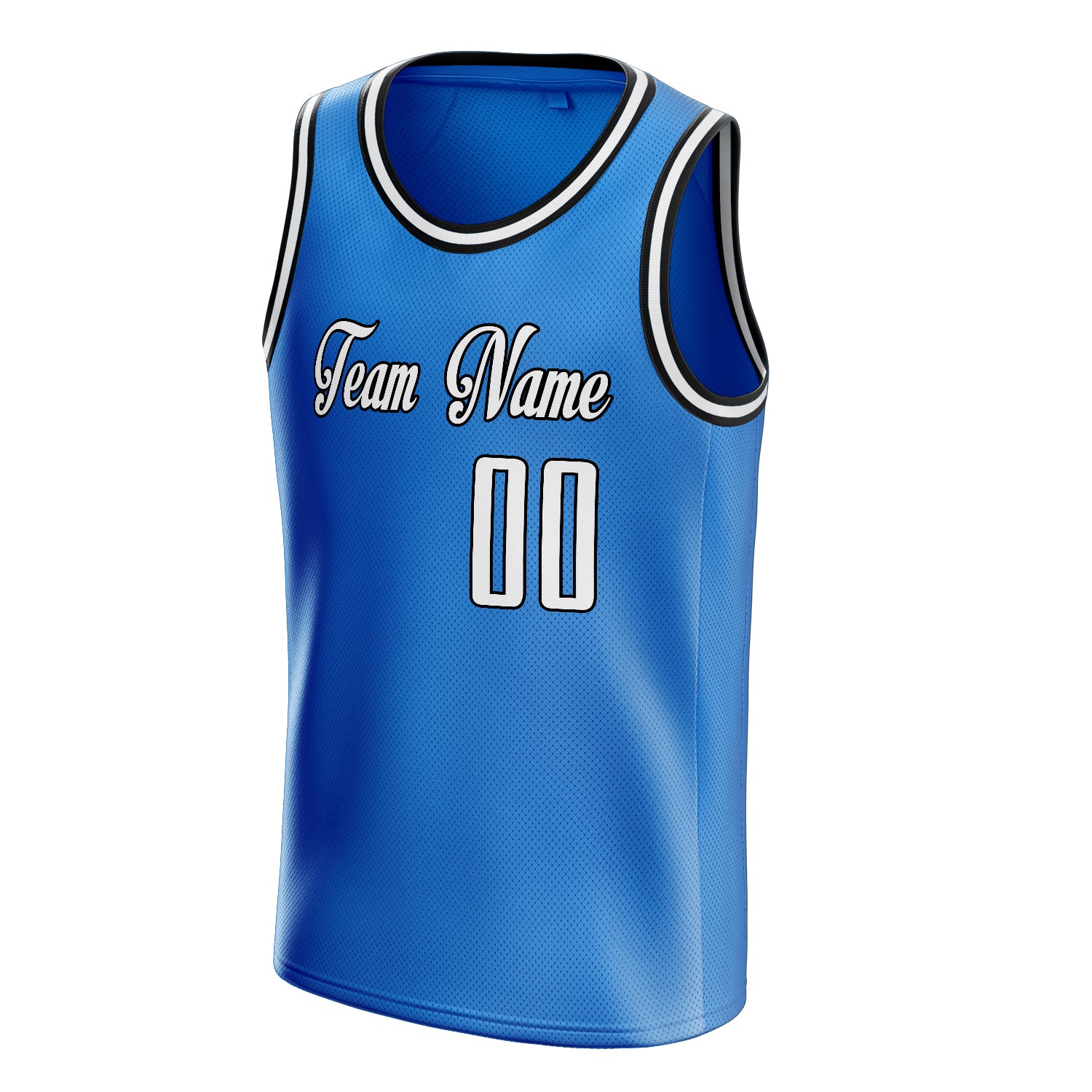 Personalized Blue & White Solid Color Basketball Jersey