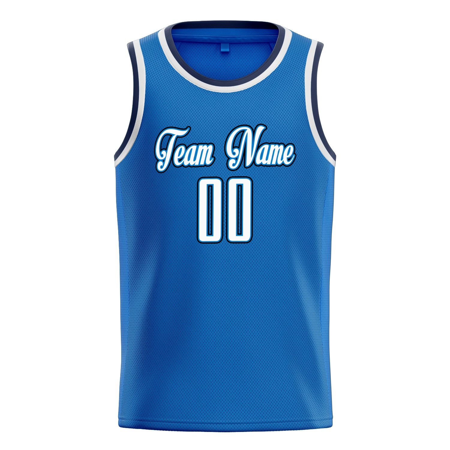 Personalized Blue & White Solid Color Basketball Jersey