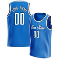 Personalized Blue & White Solid Color Basketball Jersey