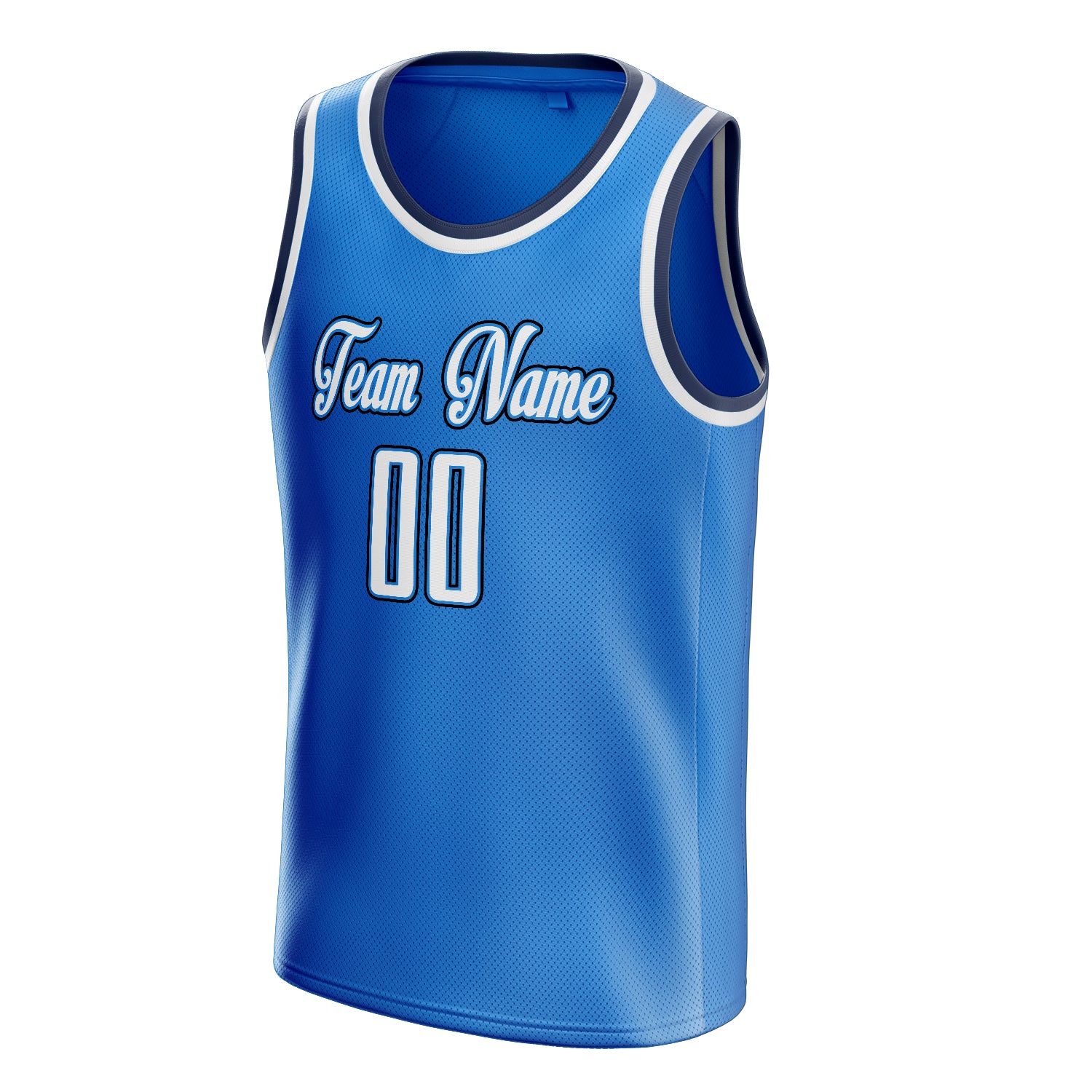 Personalized Blue & White Solid Color Basketball Jersey