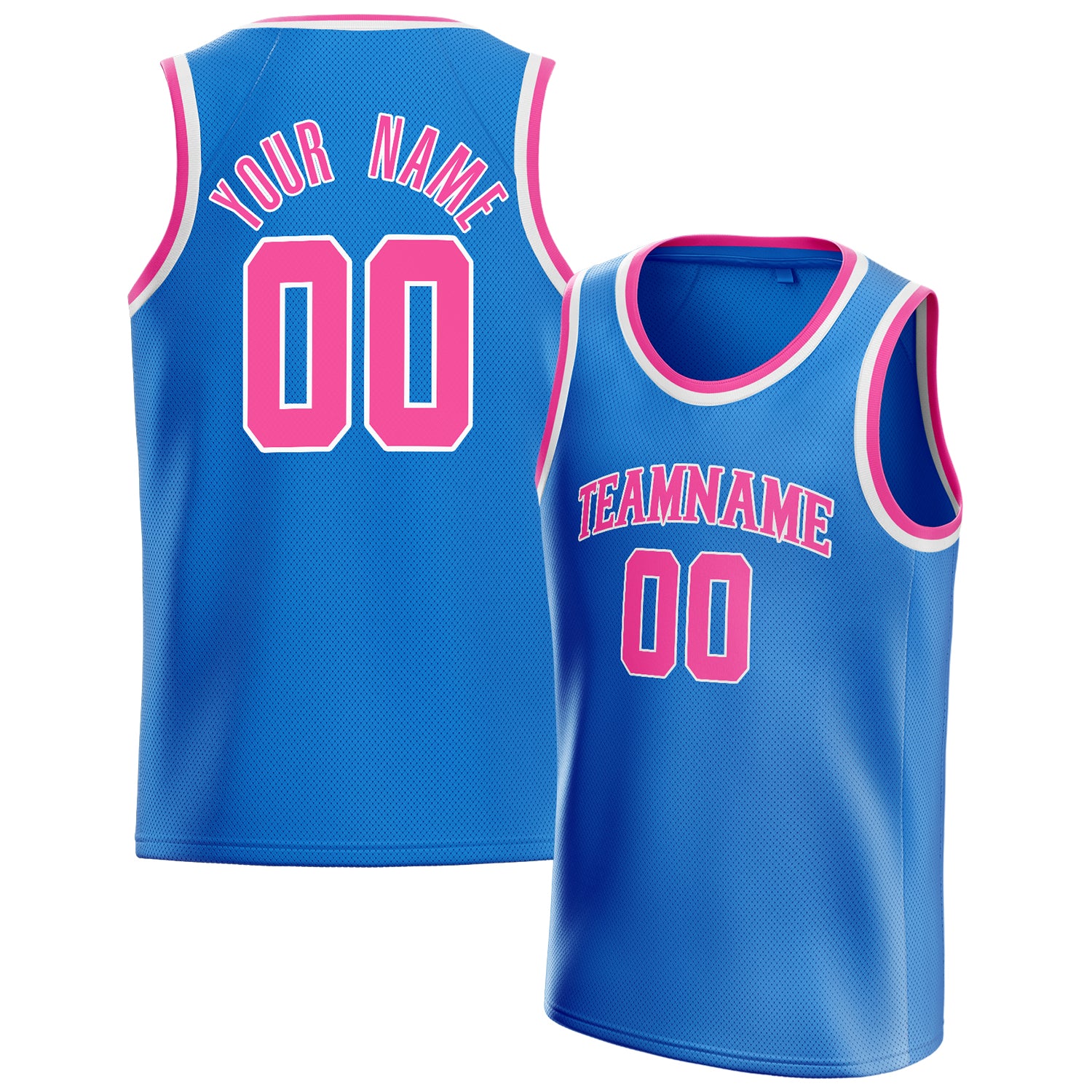 Personalized Blue & Pink Solid Color Basketball Jersey