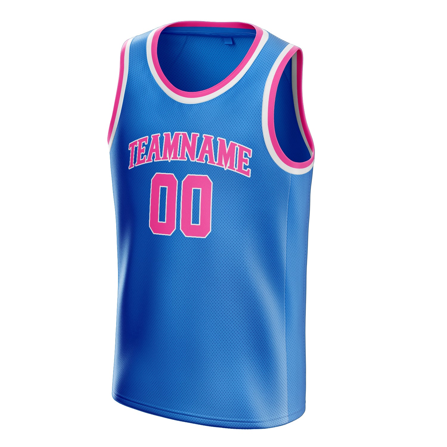 Personalized Blue & Pink Solid Color Basketball Jersey