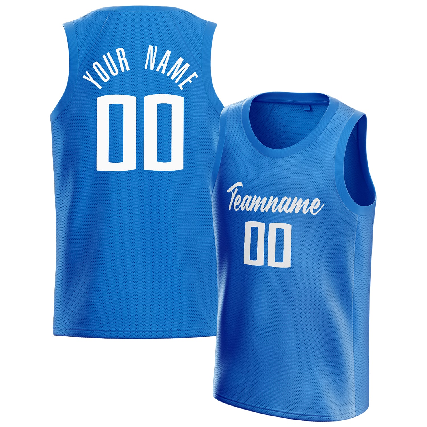 Personalized Blue & White Solid Color Basketball Jersey