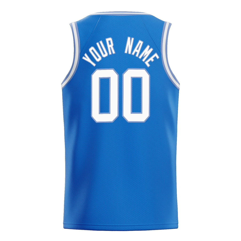 Personalized Blue & White Solid Color Basketball Jersey